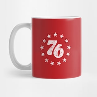 76 - Star Design (Worn White on Red) Mug